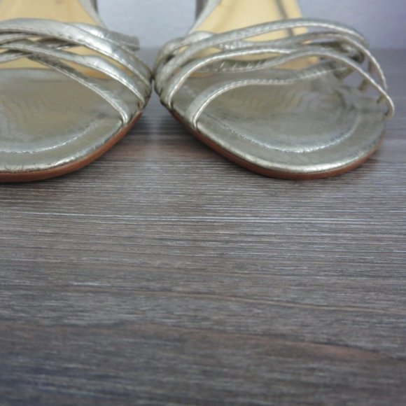 GUESS TINA Silver Reptile Strappy High Heel Sandals 8.5  Gold Charms - Picture 9 of 16